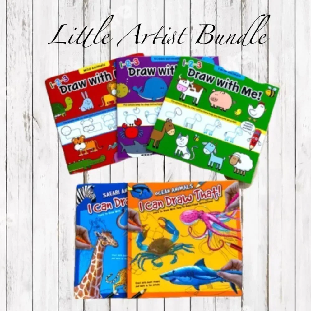 Little Artist Drawing Book Bundle of 5 Draw With Me and Drawing I Can Draw That